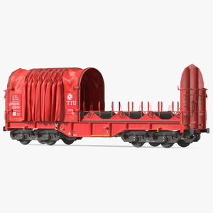 DB Cargo Coil Transporter Tarpaulin Freight Wagon Opened Dirty 3D