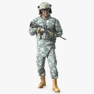 Fully Equipped Military Soldier in Grey Camo Walking 3D