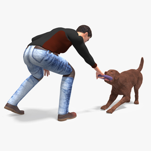 3D model Dog Owner Playing with Labrador Fur