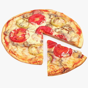 3D model Pizza with Slice Cut