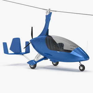 3D model Autogyro Rotorcraft Blue Simple Interior