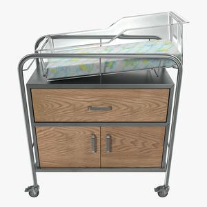 Hospital Bassinet Carrier With Drawer and Bottom Shelf 3D model