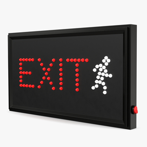 Exit Red LED Light Display ON 3D model