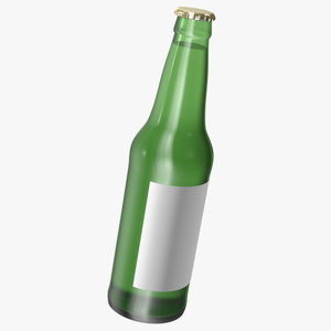 Glass Beer Bottle with Blank Label 3D model