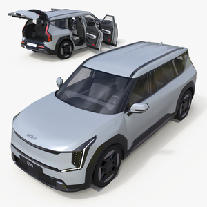 KIA EV9 Electric SUV Silver Rigged 3D model