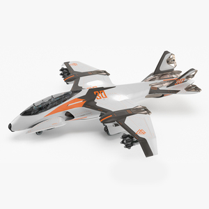 3D model White Futuristic Fighter with Missiles and Landing Gear