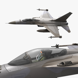 3D Combat Interceptor Fighter Jet with Pilot Flying model