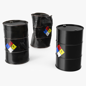 Chemical Barrels NFPA 704 Set 3D model