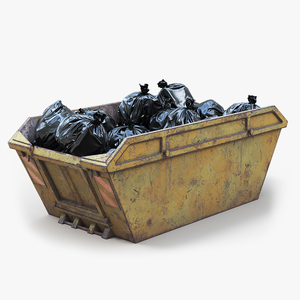 3D model Skip Bin With Debris