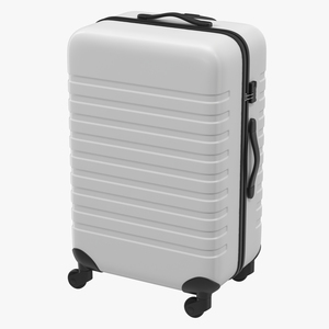 3D Plastic Trolley Luggage Bag White model