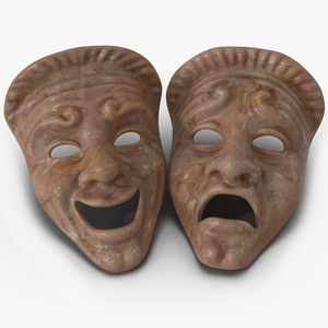 3D Theatre Masks Set Red Marble model