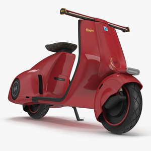 3D Electric Scooter Vespa 98 Red Parked