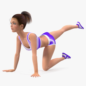 3D Cartoon Young Girl Doing Exercise model