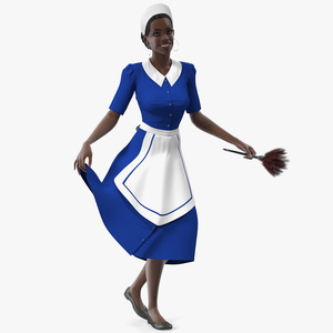 Dark Skinned Black Maid Standing Pose 3D