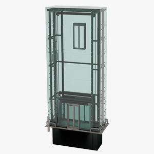 Cargo Glass Elevator Chrome 3D