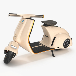 3D Concept Beige Electric Scooter Vespa 98 Lights On Rigged