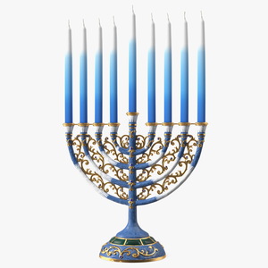 3D model Glazed Hanukkah Candlestick with Candles