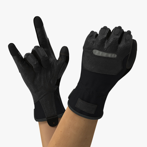 Hands in Black Safety Leather Glove Rigged 3D