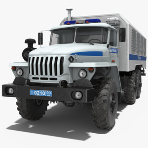 3D URAL 4320 Police Truck Simple Interior model