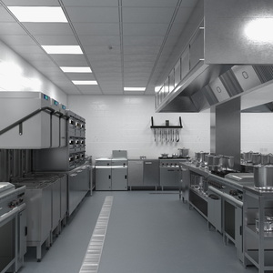 3D Large Commercial Kitchen No Light model