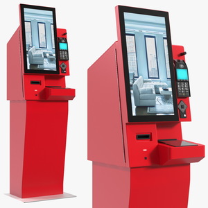 Smart Payment Hotel Kiosk Red 3D model