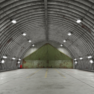 3D Abandoned Aircraft Shelter Closed model