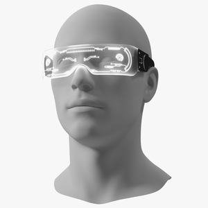 White Cyberpunk LED Glasses 3D