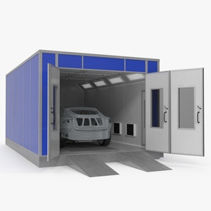 3D model Automotive Paint Booth with Vehicle