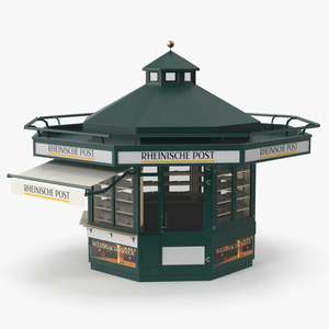 Rheinische Post Newspaper Kiosk Green 3D