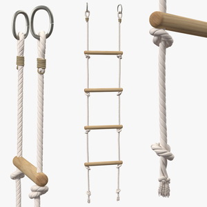 3D Wooden Rope Ladder model