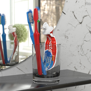 3D Glass with Used Toothbrushes and Toothpaste model