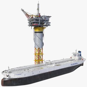 3D Offshore Oil Platform with TI Europe Tanker Ship model