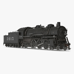 Vintage Steam Locomotive ATSF 3415 3D model