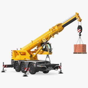 3D model Mobile Crane Liebherr with Bricks Rigged