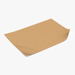 3D Brown Paper with Curled Corners