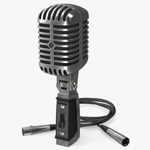Vintage Microphone Shure and Cable 3D model