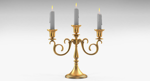 3D Candelabra Gold with Candles model