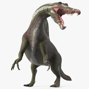 Jurassic Reptile Spinosaurus Green Roaring Pose 3D