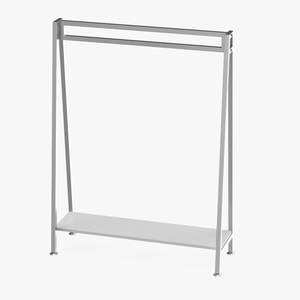 Silver Cloth Coat Rack 3D