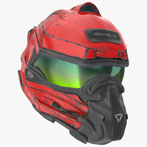 Sci-Fi Old Futuristic Helmet Red 3D