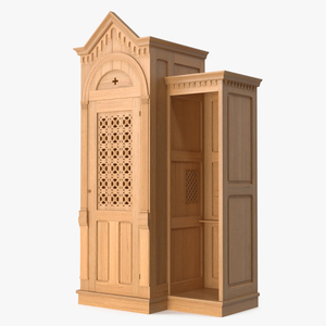 3D Confessional Oak Wood