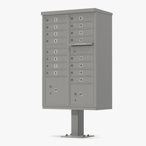 3D model Grey Sixteen Door Parcel Cluster Mailbox