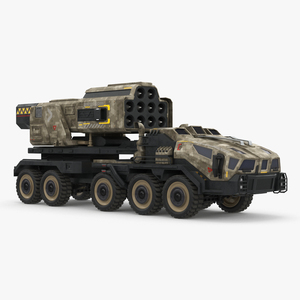 Military Sci Fi Rocket Launcher Truck 3D