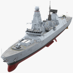 3D model Royal Navy Type 45 Destroyer with AW101 Helicopter