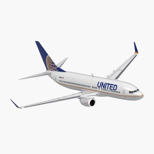 Boeing 737 800 with Interior United Airlines 3D model