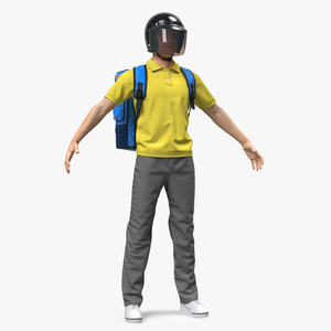 3D Delivery Man wear Helmet Rigged