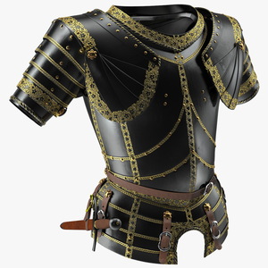 3D Medieval Knight Black Gold Chest Armor model