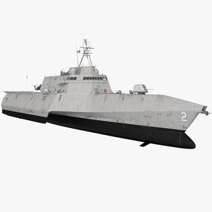 USS Independence LCS 2 with Combat Helicopter Rigged 3D