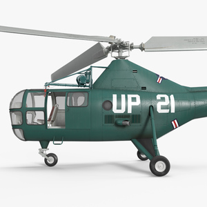 3D Navy Helicopter Sikorsky H-5 Green Rigged