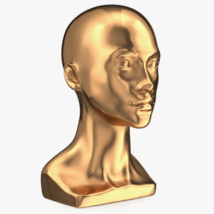 3D Female Mannequin Head Golden model